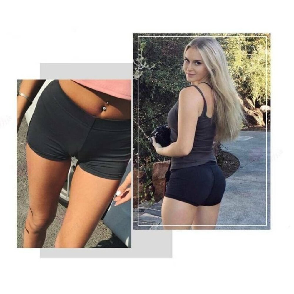 Shortie Shorts Booty Shorts Athletic Gym Shorts - Black Bootie Shorts - Picture 7 of 12